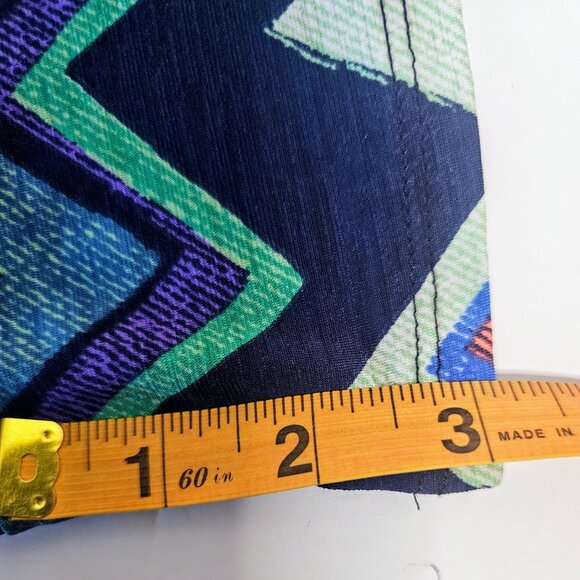 Y2K EMERALD SURPLICE ROMPER ROYAL BLUE KNIT CHEVRON SHORT SZ L 3" INSEAM - Picture 11 of 11